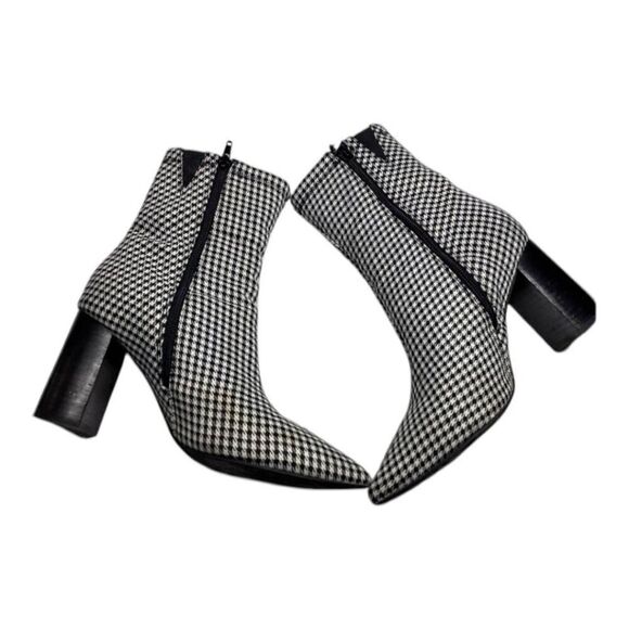 Jeffrey Campbell Gingham Coma Stretch Ankle Boots | Designer Checkered Booties - Picture 1 of 13